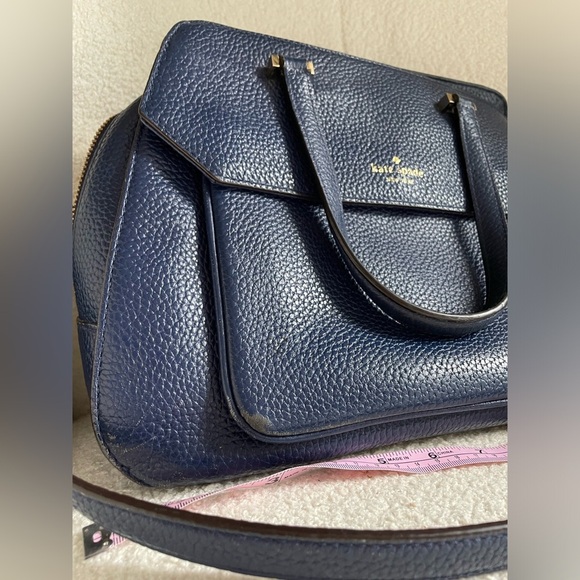 Kate Spade deep royal blue Navy gold metal accents Leather Satchel NWOT - Picture 6 of 12